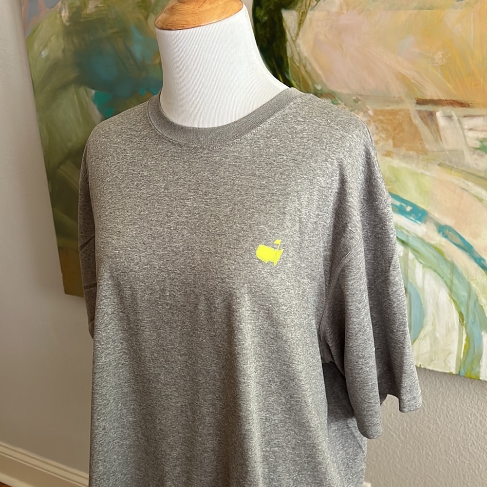 Gray Short Sleeve Crewneck T-Shirt with Yellow Chest Accent